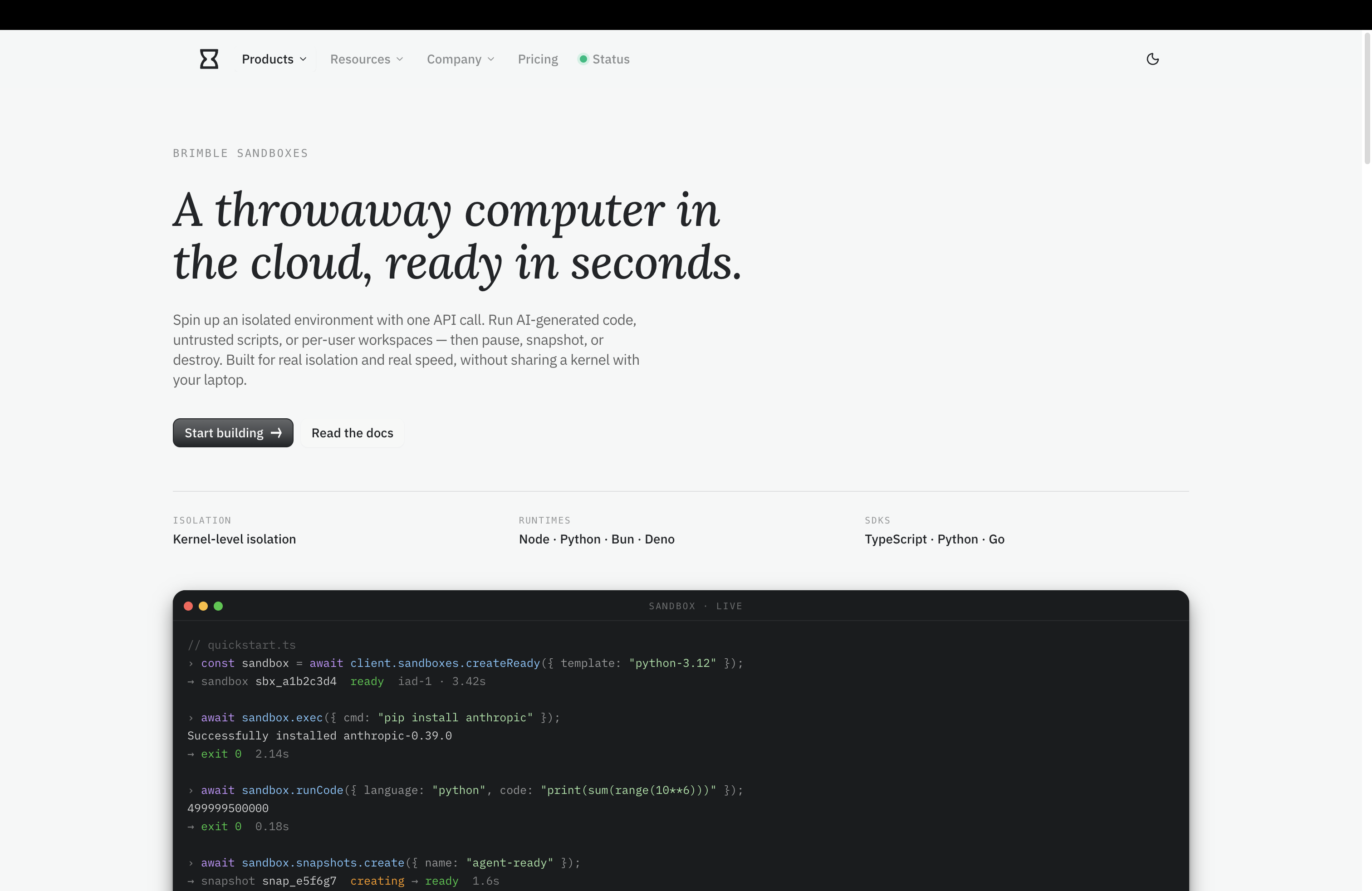 Sandboxes | Brimble